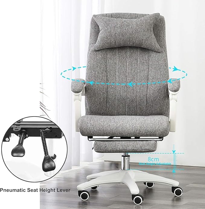 Gaming Chair Executive Office Computer Desk Chair Linkage Recliner with Headrest and Retractable Footrest (Color : Pink)