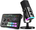 FIFINE XLR Microphone with Gaming Mixer Set USB Dynamic Mic with Streaming Mixer Bundle with Volume Control RGB Lighting 7.1 Surround Sound XLR Interface for Voice Chat Video Creation (AM8+SC8)