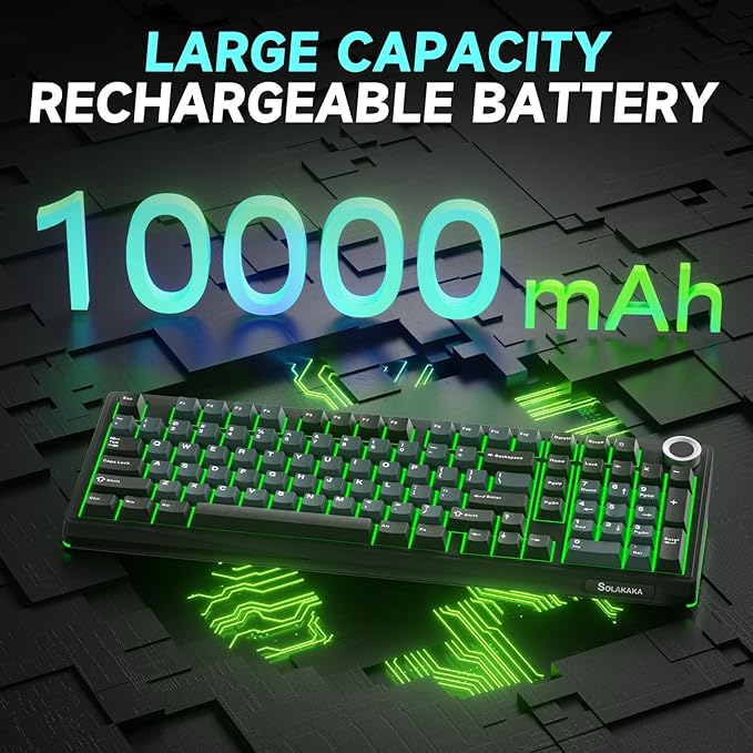 SOLAKAKA KI99 Pro Wireless Mechanical Keyboard Quiet SwitchHot Swappable Pre-Lubed Switches Silent Keyboard with RGB BacklitGasket Structure Computer Gaming Keyboards(BlackBlue Silent Switch)