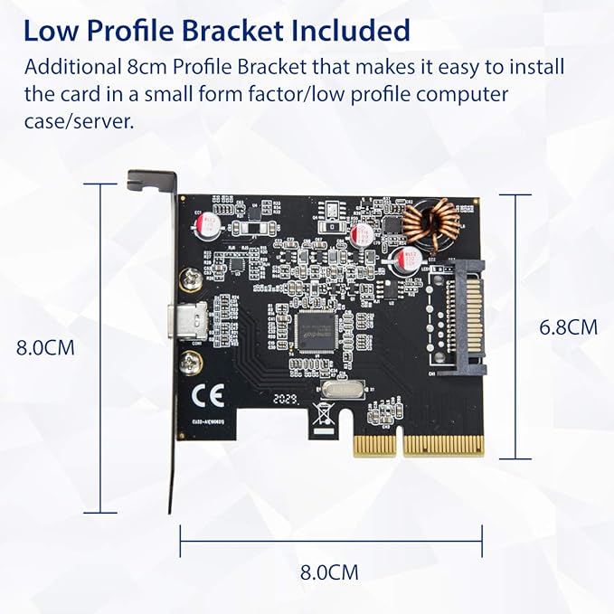 Syba Single Port USB-C 3.2 Gen 2x2 PCI-e Gen 3 x4 Expansion Card ASMedia ASM3242