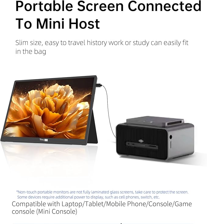 10.5 Portable Monitor 3:2 1280P FHD IPS Display with HDR10 420 Nits 60Hz Dual USB-C &amp Mini HDMI Adjustable Stand Ultra-Slim Mini Screen for Laptop PC Phone Game Consoles Raspberry Pi