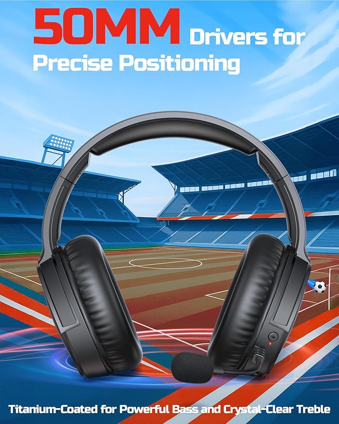 BINNUNE Wireless Gaming Headset for Xbox Series X|S &amp Xbox One Low Latency Wireless + Bluetooth Flip-to-Mute Noise Cancelling Mic 50mm Drivers 40H Battery Over-Ear Headphones