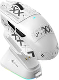 ATTACK SHARK V6 Wireless Gaming Mouse with RGB Charging Dock 25K DPI PAW3311 Sensor 1K Polling Tri-Mode Ergonomic PC Mice 5 Programmable Bottons Cloud-Based AI Driver for Win/MacWhite&ampTape