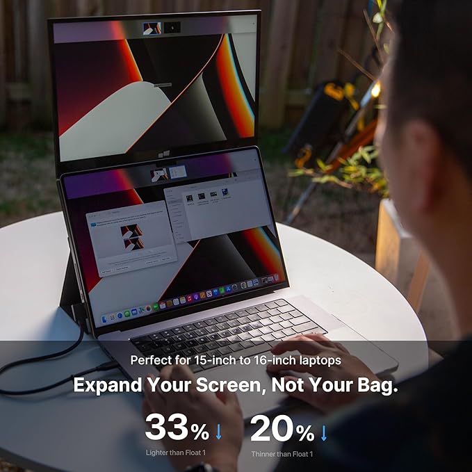 New Mobile Pixels Duex Float 2 Pro 2.5 K Portable Monitor 16 Laptop Screen Extender (Built-in Kickstand) USB C/HDMI Stacked Monitor Extender with Dual Speakers Windows MacOS Switch Android