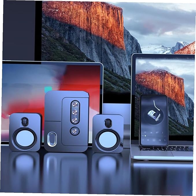 USB Computer Speakers Desktop Laptop Portable Speaker with 3D Surround Sound and Deep Bass for Home Office Use Black