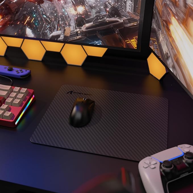 ATTACK SHARK CM04 Carbon Fiber Gaming Mouse PadEsports Mouse Mat G240Durable Non-Slip Natural Rubber BaseHigh Temperature Resistant &amp Waterproof Desk Mat for Gamer/Desktop/Office/Home(360x280mm