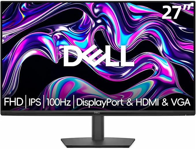Dell 27 inch Monitor LED FHD - 100Hz Refresh Rate 1000:1 Contrast Ratio IPS AMD FreeSync - VESA Tilt Adjustability DisplayPort &amp HDMI &amp VGA Anti-Glare Black