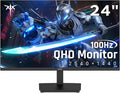 KTC 24 Inch QHD 2560x1440 IPS Computer Monitor 100Hz Zero-Frame 2K Gaming Office Monitor Adaptive Sync HDR10 VESA Tilt Adjustable Low Blue Light DisplayPort HDMI H24T27