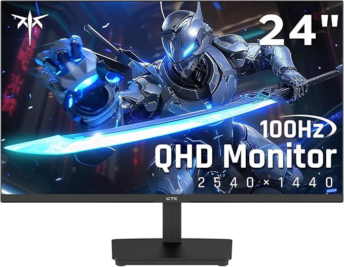 KTC 24 Inch QHD 2560x1440 IPS Computer Monitor 100Hz Zero-Frame 2K Gaming Office Monitor Adaptive Sync HDR10 VESA Tilt Adjustable Low Blue Light DisplayPort HDMI H24T27