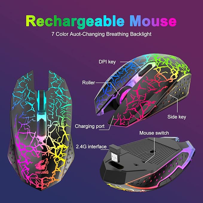 60% Mechanical Gaming Keyboard Mini 68 Keys Anti-Ghosting Wired Type C Chroma RGB 18 Backlit EffectsLightweight Gaming Mosue 6400DPI Honeycomb Optical128 PBT Pudding Keycaps for PC Gamers(White)