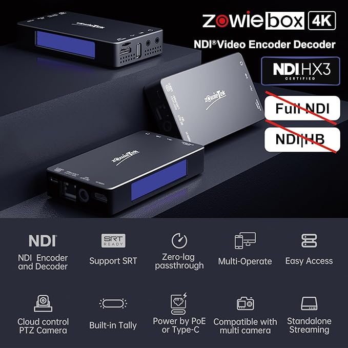 zowietek AI 20X PTZ Camera HDMI SDI USB LAN PoE HDMI NDI Video Encoder/Decoder