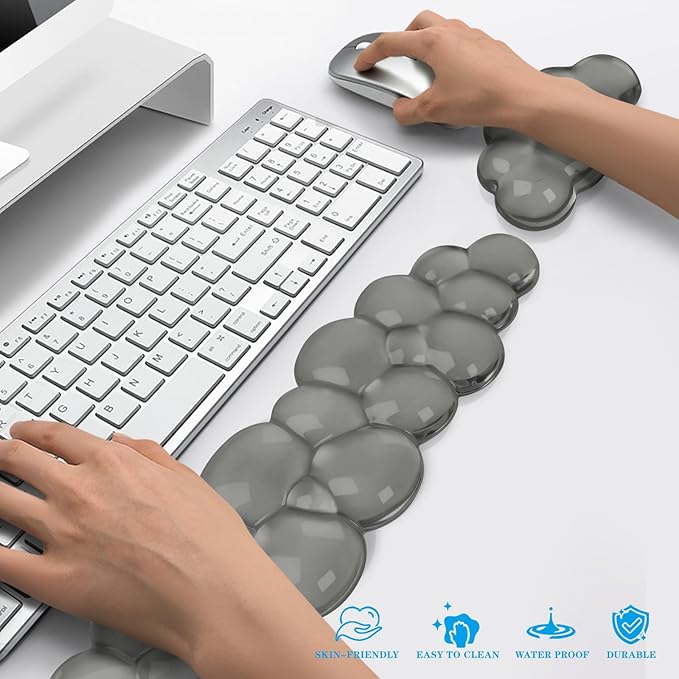 Gel Cloud Keyboard and Mouse Wrist Rest Cute Wrist Support and Arm Support Keyboard Rest for Keyboard and Mouse Typing Pain ReliefSuitable for Office/Computer/Laptop/Gaming (Gray)