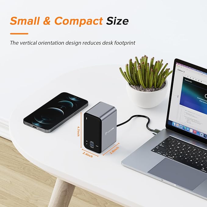MacBook Pro Docking Station Dual Monitor with 2 4k HDMI Display15 in 2 USB C Docking Station for MacBook with 2 HDMI VGA PD3.0 7 USB Ports RJ45 Ethernet &amp 3.5mm Audio (No Power Adapter)