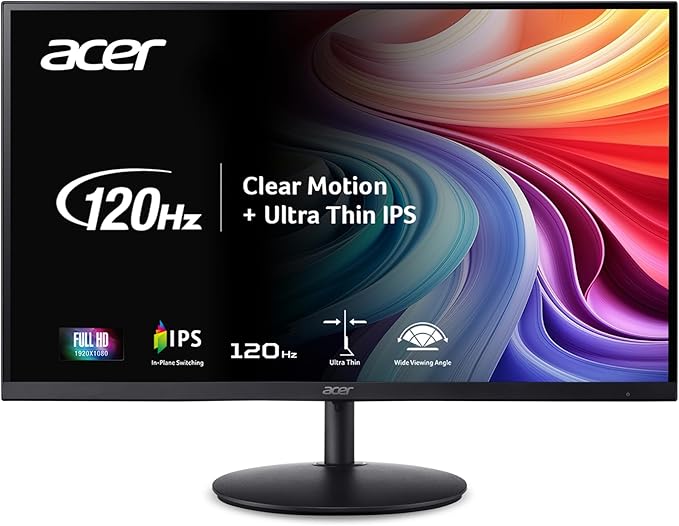 acer SH242Y G0bih 23.8 IPS Full HD Ultra-Thin Monitor Adaptive-Sync 120Hz 1ms VRB Adjustable Stand HDMI VGA (Renewed)
