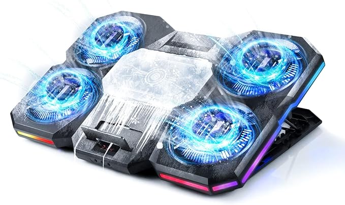 Laptop Cooling Pad with Thermoelectric Cooler and 4 Fans Powerful Laptop Cooler Independent Control Multi-Gear Adjustment RGB 14-21 Inch Laptop Stand (Laptop Cooling Pad)