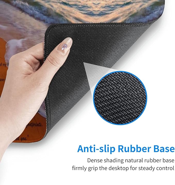 Footprints in The Sand Poem Large Mouse Pad 31.5x12 Inch Gaming Desk Mat XXL Non-Slip Rubber Base Computer Pad with Durable Stitched Edges for Work and Play