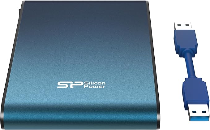 Silicon Power 1TB Rugged Portable External Hard Drive Armor A80 Waterproof USB 3.0 for PC Mac Xbox and PS4 Blue