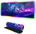 RGB Mouse Pad Led Desk Mat I 31.5 x 11.8 Inch Large Mouse Pad I XL Oversized Big Mouse mat 14 Led Light Modes I Anti-Slip Rubber Base Waterproof Keyboard Pad for PC Gaming I Starry Mountains