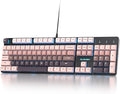 Wired Full Size Pink Mechanical Keyboard 104 Keys Creamy Keyboard with Number Pad RGB Gaming Keyboards Linear Red Switch NKRO for Windows Laptop PC Gamer(104 Black Pink)