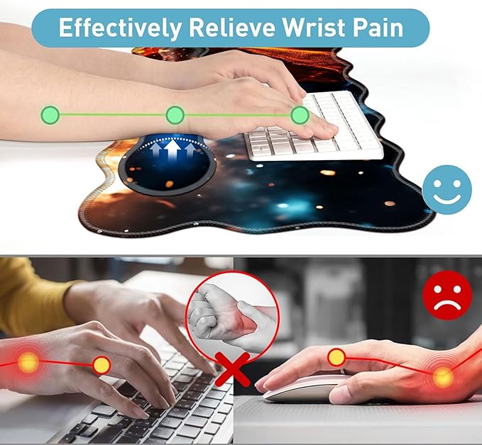Large Mouse Pad and Keyboard Wrist Rest Desk Pad for Keyboard and Mouse 4-in-1 Large Gaming Mouse Pad with Wrist Support Desk Mat for Home Office Study Game-Flaming Skull