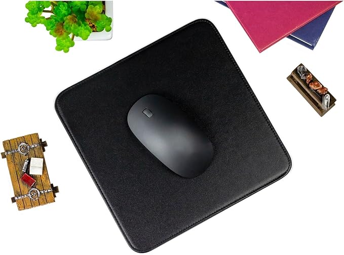 Castle Moat Mouse Pad Durable Genuine Leather Easy to Clean Computer Mouse Pad with Non-Slip Rubber Base for Home and Office (No Logo)
