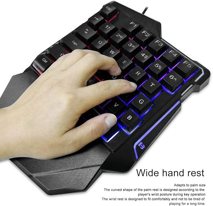 Goshyda One Handed RGB Gaming Keyboard Professional Ergonomic USB Wired Gaming Keypad with 35 Keys for Desktop Laptop Computer