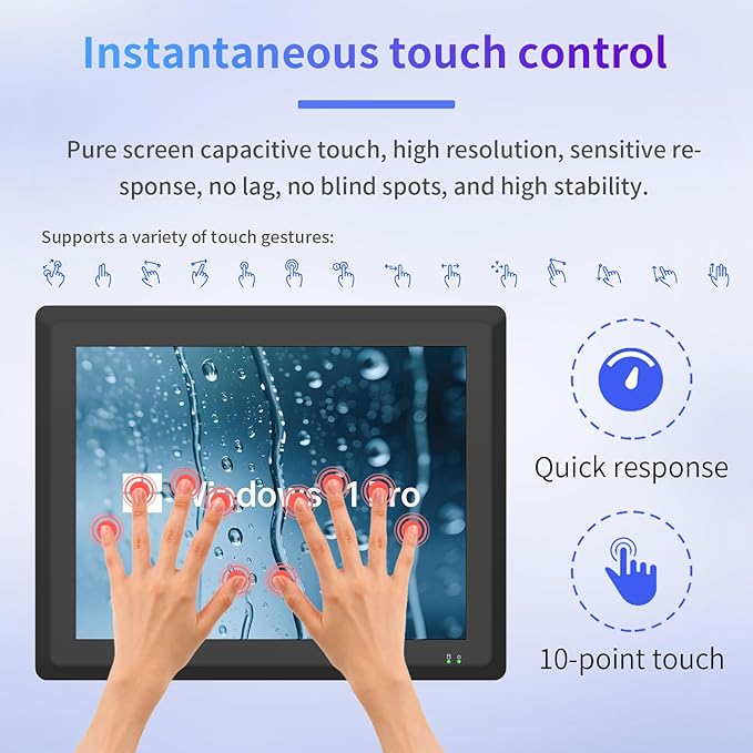 19 inch Industrie Panel PCIndustrial Embedded Panel PCIndustrial Fanless PCAll in One Touch Screen Windows 10 ProJ6412 8GB RAM 256GB ROM4xUSB3.02xUSB2.04xRS232+2xRS4858*GPIOHDMI2xLAN