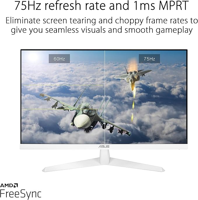 ASUS VY279HE-W 27” 1080P Monitor - White Full HD 75Hz IPS Adaptive-Sync/FreeSync Eye Care Plus Color Augmentation Rest Reminder HDMI VGA Frameless VESA Wall Mountable