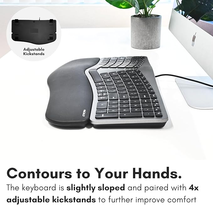 Macally Wired Ergonomic Keyboard for Mac - Compatible Backlit Apple Keyboard with Wrist Rest (Curved for Comfort) for MacBook Pro/Air iMac Mac mini