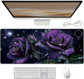 Heated Desk Pad 31.5 x 13 3 Large Heated Mouse Pad with Heat Levels (40°C/45°C/50°C) &amp 3H Auto Shut-Off Desk Mat Fast Heating PU Leather Warmer Mousepad for Home Office - Purple Rose Flowers