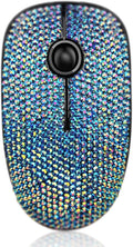 Luxury Bling Dazzling Crystal Rhinestone 2.4G Wireless Mouse for Laptop Notebook PC Computer MacBook Girls Gift - AB Blue