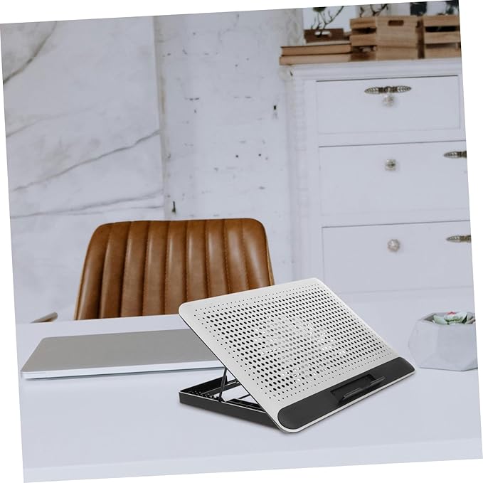 Laptop Cooler Base with Quiet Dual Fans Aluminum Alloy Cooling Pad for Laptops Up to Skid Stand with Six Angle Ergonomic Support Silver Computer Cooling Fan for Desk and Home Use
