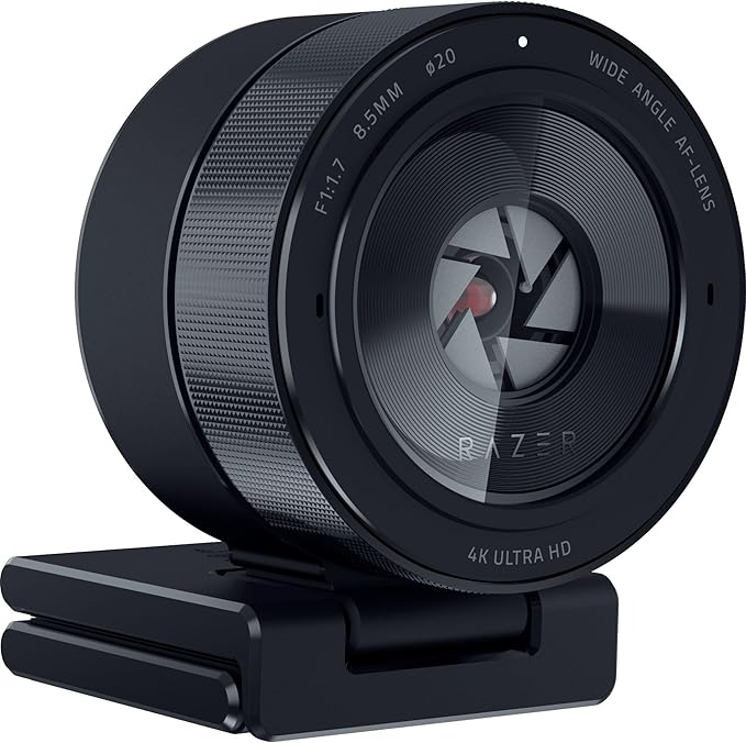 Razer Kiyo Pro Ultra 4K Webcam: Large Sensor - Auto Light Correction - Built-in Mic and Shutter - Pro Grade Content Creation Streaming Gaming Video Calls - Works with OBS Xsplit PC Zoom Teams