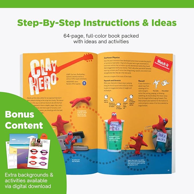 HUE Animation Studio: Complete Stop Motion Kit (Camera Software Book) for Windows/macOS (Green) with Carry Case