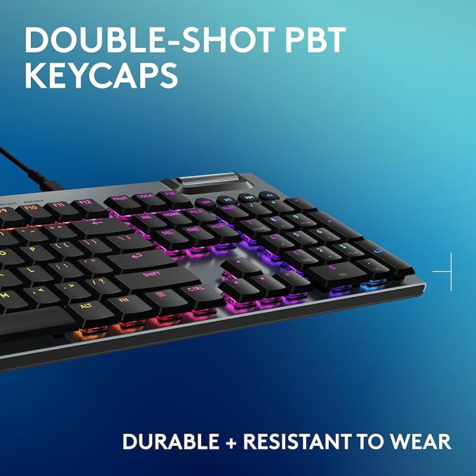Logitech G915 X Low-Profile Wired Mechanical Gaming Keyboard Double-Shot PBT Keycaps Fully Programmable Keys RGB Lighting Aluminum Finish GL Red Linear Switches - PC/Mac