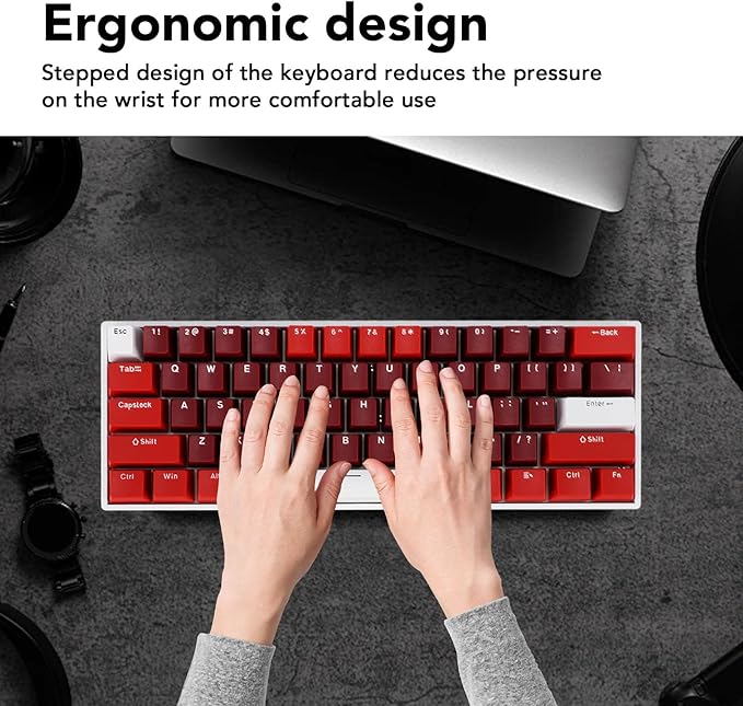 Vikye Mechanical Gaming Keyboard Portable 60% Layout 61 Keys Type C Wired Keyboard with RGB Backlight for Laptop PC Red Switch with Red Switch