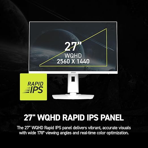 msi MAG 274QRFW X32 27-inch 2560 x 1440 (QHD) Gaming Monitor 320Hz Adaptive Sync HDR Ready HDMI VGA Port VESA Mountable Tilt 4-Side Slim Bezel 0.5ms White