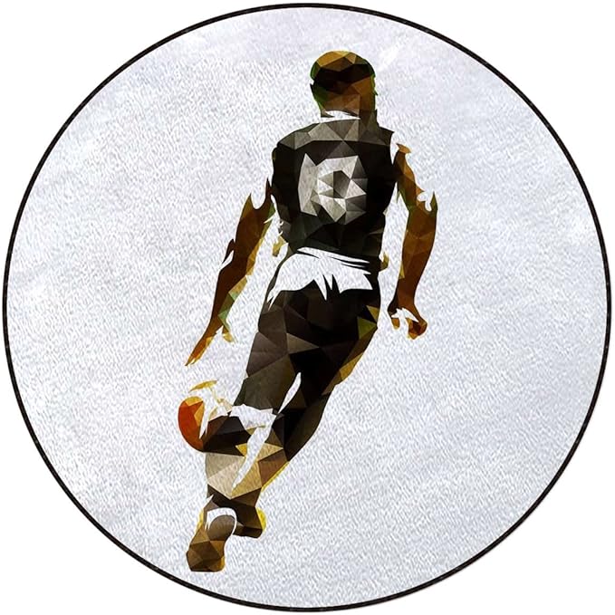 Sports Decor Gaming Chair Mat Under Computer Desk Floor Protector for Rolling Chairs Non Slip Anti Scratches Basketball Player SilhouetteBlack White Diameter 60 in