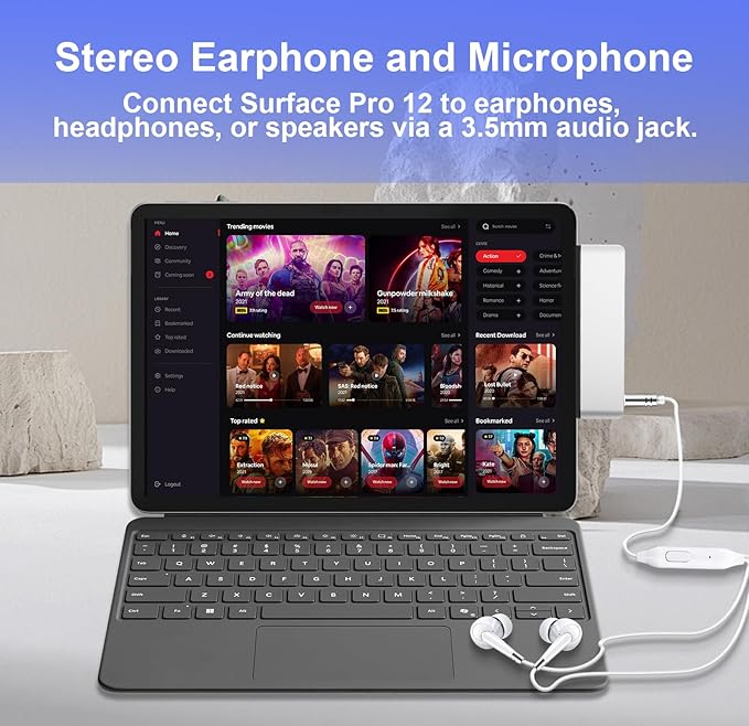 Surface Pro 12 Accessories Docking Station USB Hub and Adapter with 4K HDMI USB-C Thunderbolt 4 (Display+Data+100W PD) 2 USB 3.0 3.5mm Audio SD/TF Card Slot for Surface Pro 12 inch 2025