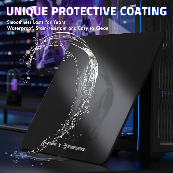 Attack Shark CM05SE Glass Gaming MousepadNano-Micro-Etched TextureSmooth Glass SurfaceHigh AccuracyFast-MovingAnti-Scratch PU Leather Super Non-Slip BaseSmall Size(410×310mm)Black