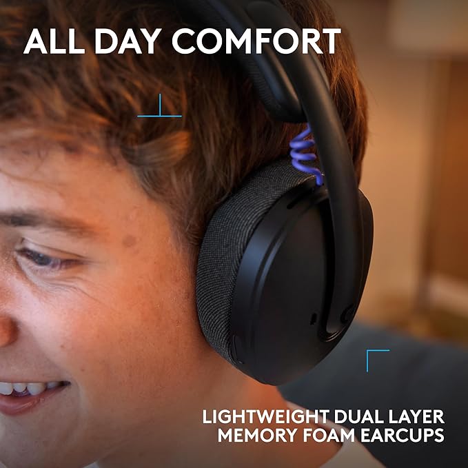 Logitech G325 Lightspeed Wireless Bluetooth Gaming Headset All-Day Comfort Built-in Mic with Noise Reduction 24-Bit Audio 24+ Hr Battery Life for PC PlayStation Switch Mobile – Black
