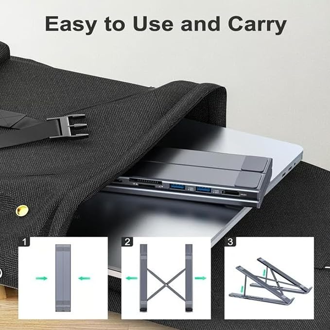 8-in-1 USB C Laptop Docking Station Stand USB C Dock Tablet Stand with 4k HDMI 2 USB 3.0 Pd 100w Universal Dock Station for Offices Desks Cafes Plug and Play (1Pcs)