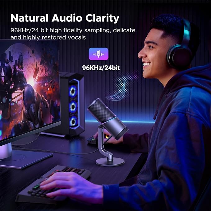 UGREEN 2K Webcam Full HD 1080P Webcam for PC Web Camera with Autofocus Privacy Cover Dual Noise Cancelling Mics Bundle with Microphone for PC USB Mic with RGB Lights Mute Button 24bit/96kHz
