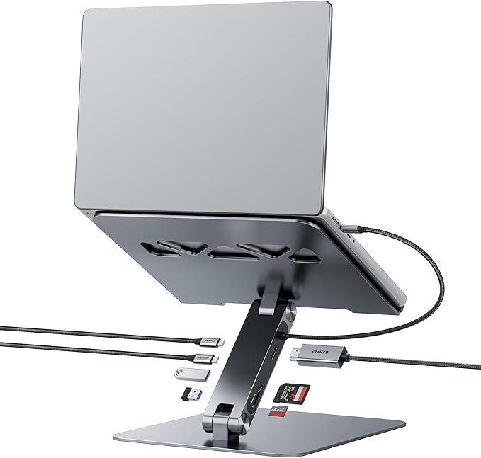 BENFEI Laptop Stand with USB C 7in1 Docking StationHDMI 4K@60Hz1*SD 1*Micro SD100W Power Delivery10Gbps 1*USB C 3.2 and 2*USB A 3.2 Compatible with MacBook Pro/Air iPad Pro XPS Thinkpad