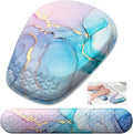 Mouse Pad with Wrist Rest Comfortable Memory Foam Wrist Rest for Computer Keyboard Ergonomic Mouse Pad Set for Easy Typing &amp Pain Relief - Blue Pink