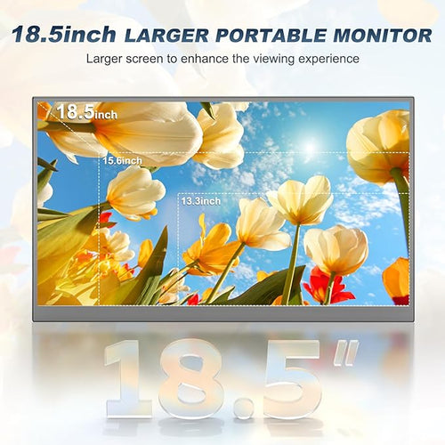 18.5 Inch Portable Monitor for Laptop 1080P FHD 120Hz 125% sRGB USB-C HDMI Travel Monitor for Laptop Mac PC Portable Screen with Smart Cover VESA Compatible