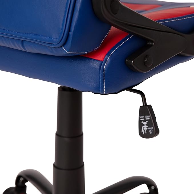 Flash Furniture Stone Ergonomic PC Office Computer Chair - Adjustable Red &amp Blue Designer Gaming Chair - 360° Swivel - Red Dual Wheel Casters