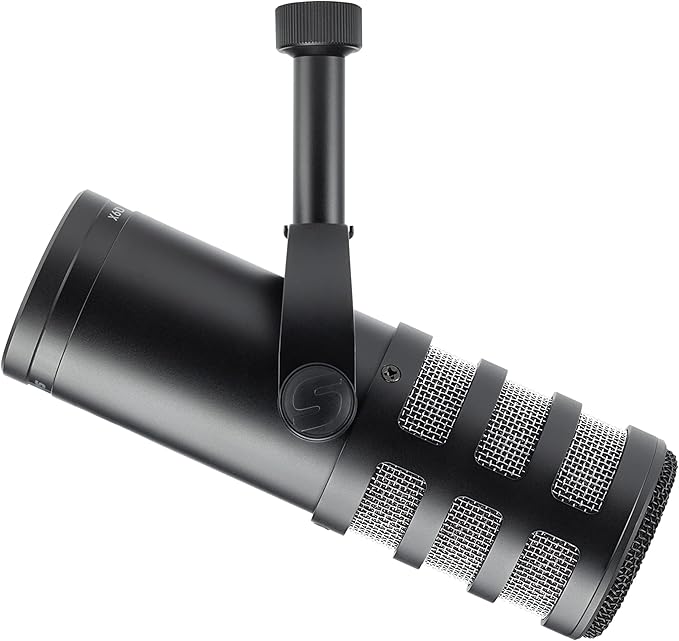 Samson Q9x Dynamic Broadcast Mic for Podcasting Streaming and Studio Recording Black &amp MD5 Desktop Microphone Stand