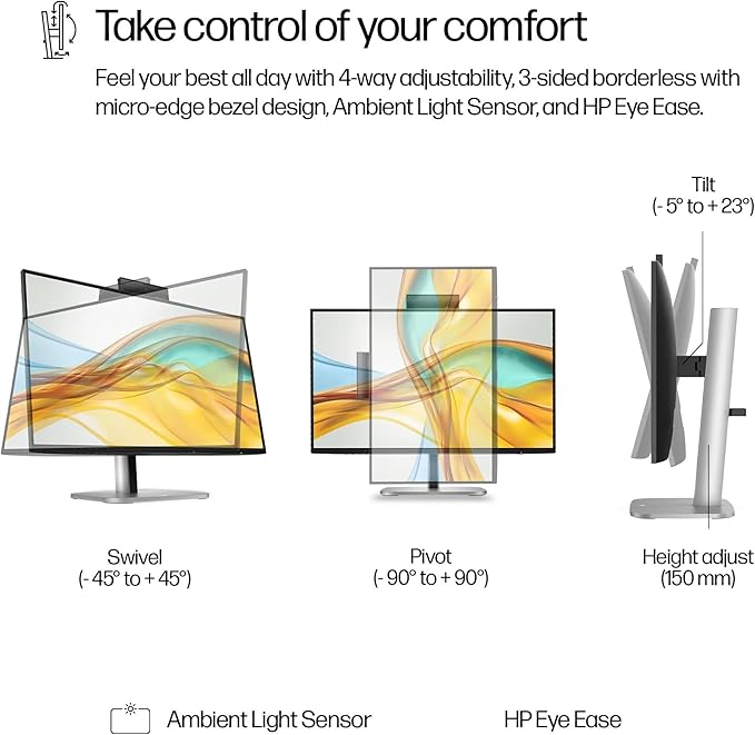 HP Series 5 Pro 24 FHD IPS Monitor with 5ms Response Time Anti-Glare Flicker Free 350 nits Brightness VESA Mount (100mm) Displayport HDMI &amp Dockztorm USB Port Expander Black/Silver
