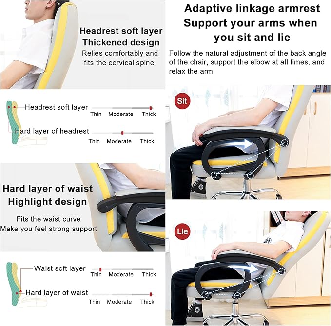 Office Chair Gaming Chair Computer Chair PU Leather Office Chair Ergonomic Comfortable Home Armchair Conference Chair Height AdjustableHigh Back Computer ChairSwivel Task Executive Chair f